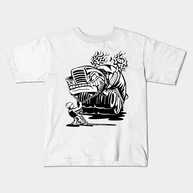 Cement Truck Mixer Cartoon Kids T-Shirt by hobrath